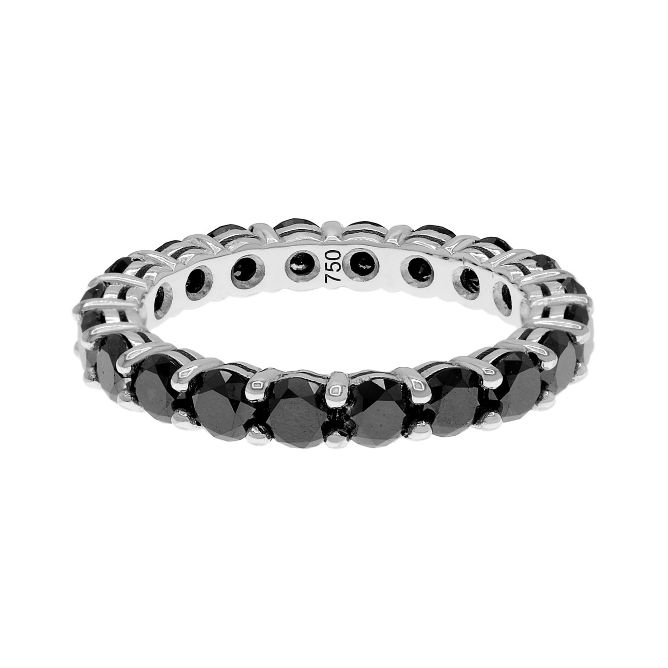 Exclusive 18K White Gold Black Diamond Eternity Band — Front View