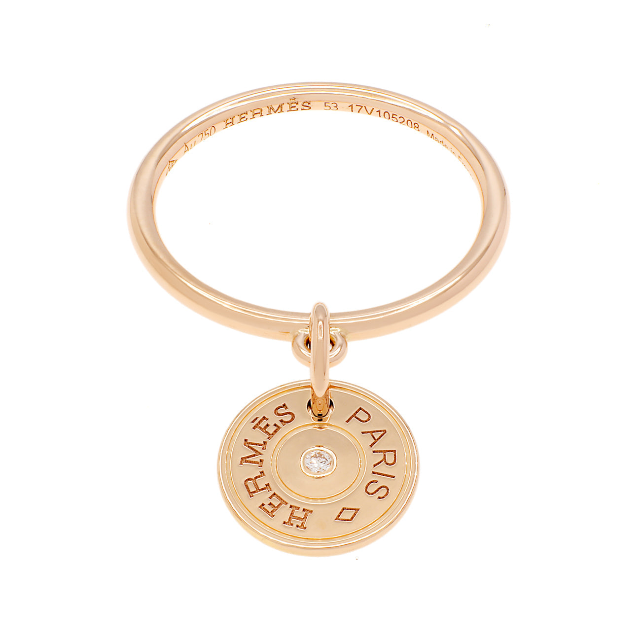 Exclusive Hermes 18K Rose Gold Gambade Ring — Front View