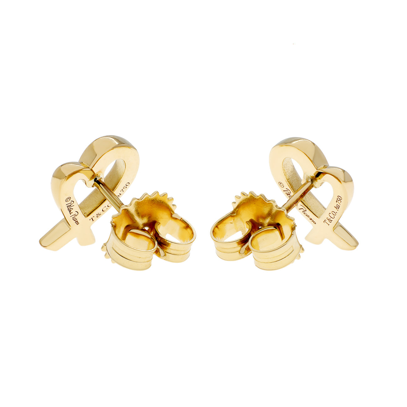 Exclusive Tiffany & Co. 18K Yellow Gold Paloma Picasso Loving Heart Earrings — Side View