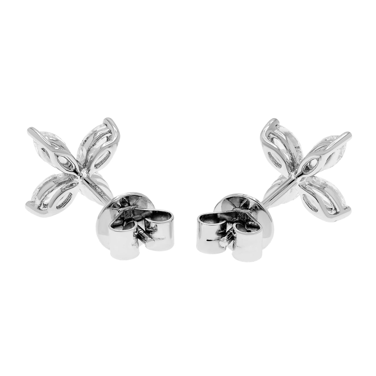 Exclusive 18K White Gold 0.81 Carat Marquis Diamond Earrings — Side View