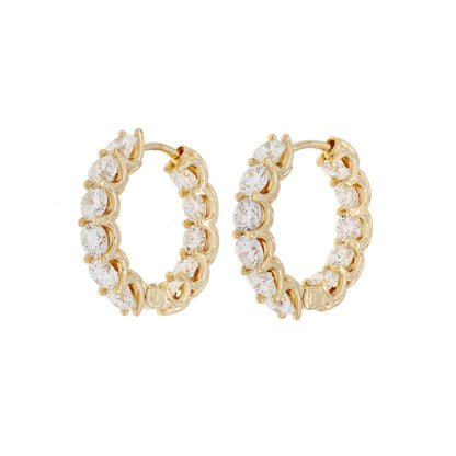 Exclusive 18K Yellow Gold 3.27 Carat Diamond Hoop Earrings — Front View