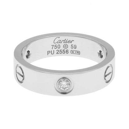 Exclusive Cartier 18K White Gold 3 Diamond Classic Love Ring — Front View