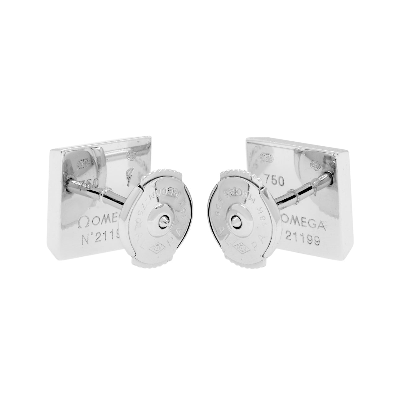 Exclusive Omega 18K White Gold Topaz Earrings — Side View