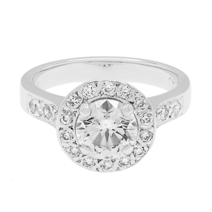 Exclusive 19K White Gold 0.68 Carat Diamond Halo Ring — 3.5 — Front View