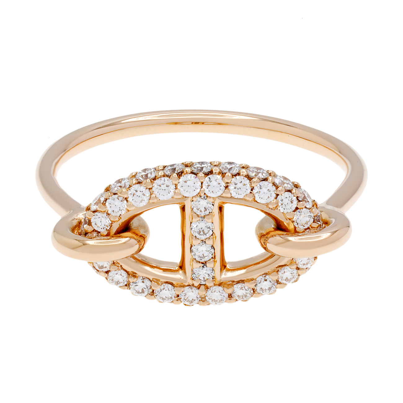 Exclusive Hermes 18K Rose Gold Diamond Farandole Ring — Front View