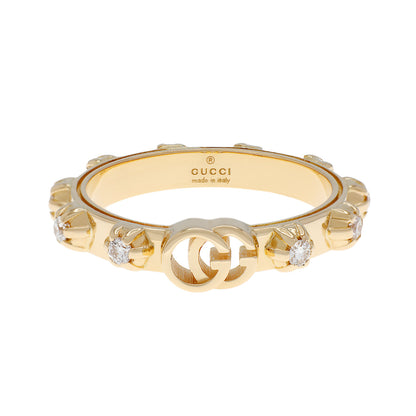 Exclusive Gucci 18K Yellow Gold Diamond Running GG Ring — Front View