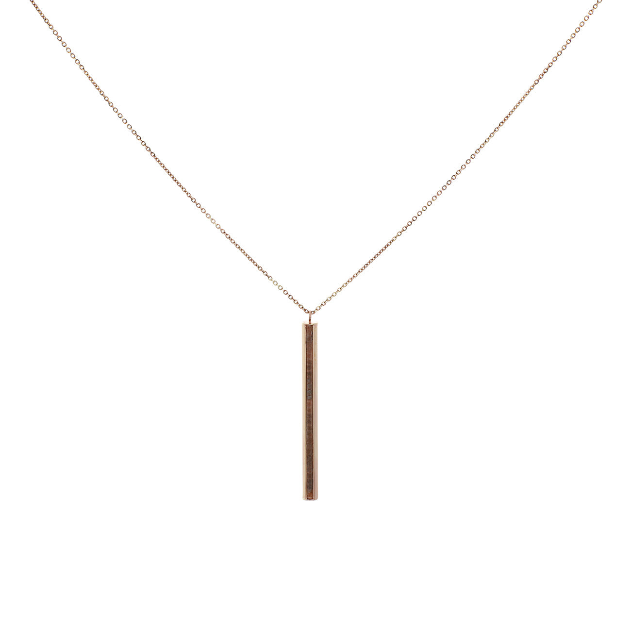 Exclusive 10K Rose Gold Octagon Bar Pendant — Front View