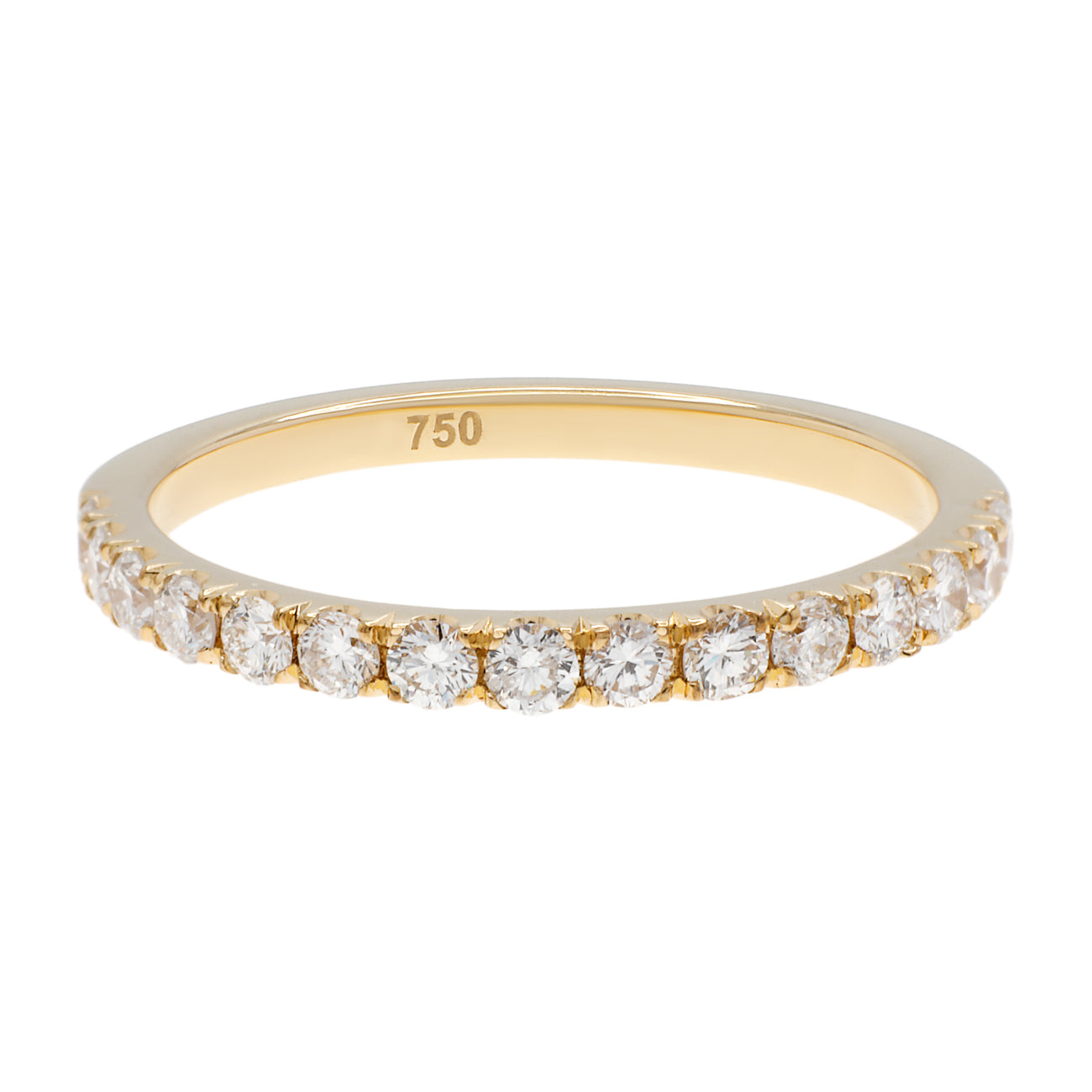 Exclusive 18K Yellow Gold Diamond Half Eternity Band Ring — 3.75 — Front View