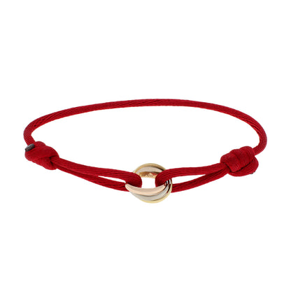 Exclusive Cartier 18K White Yellow Rose Gold Trinity Bracelet — Front View