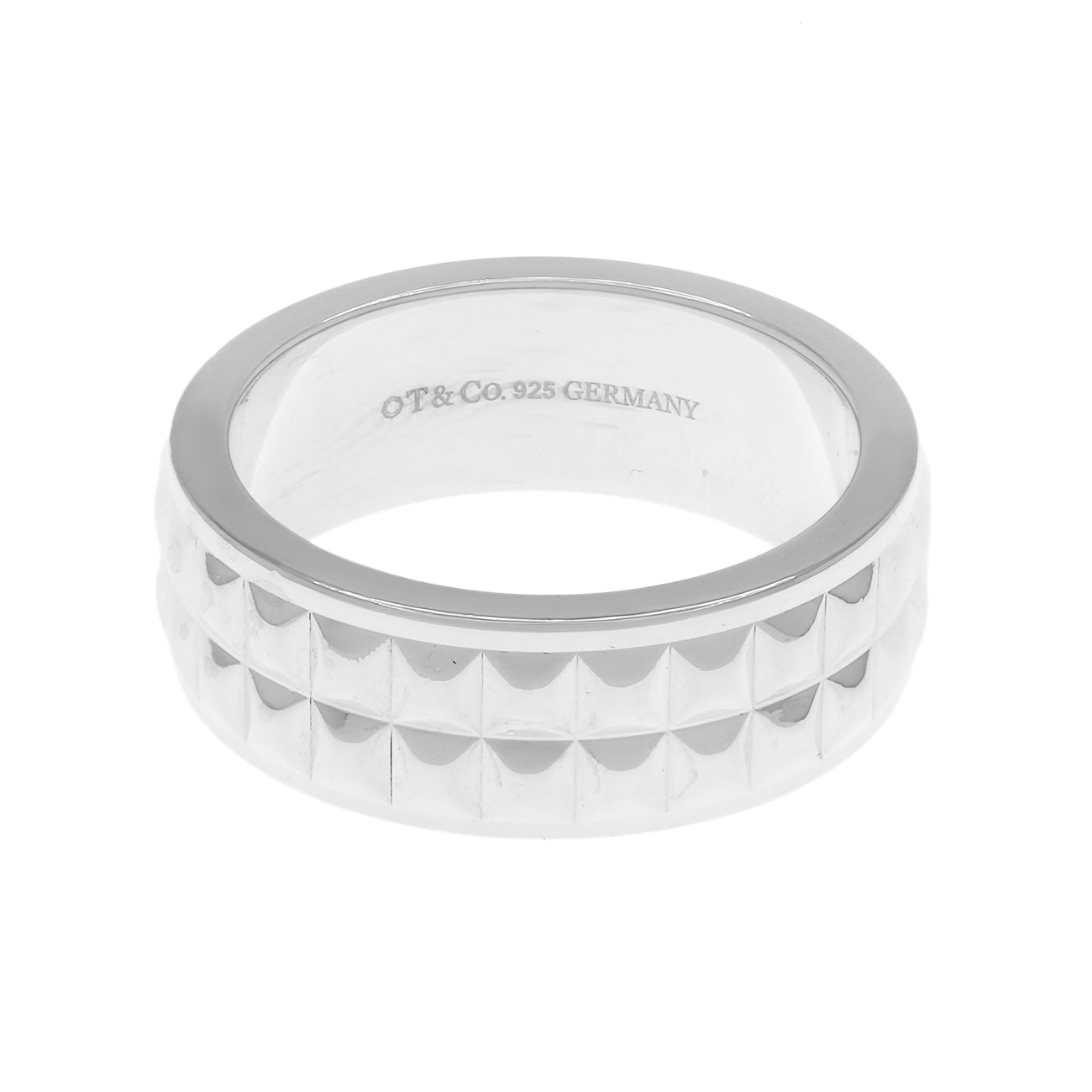 Exclusive Tiffany & Co. Sterling Silver Diamond Point Band Ring — Front View