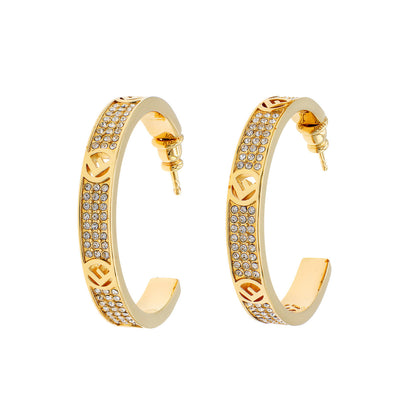 Exclusive Fendi F is Fendi Crystal Hoop Earrings — Front View