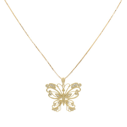 Exclusive 14K Yellow Gold Gold Butterfly Pendant Necklace — Front View