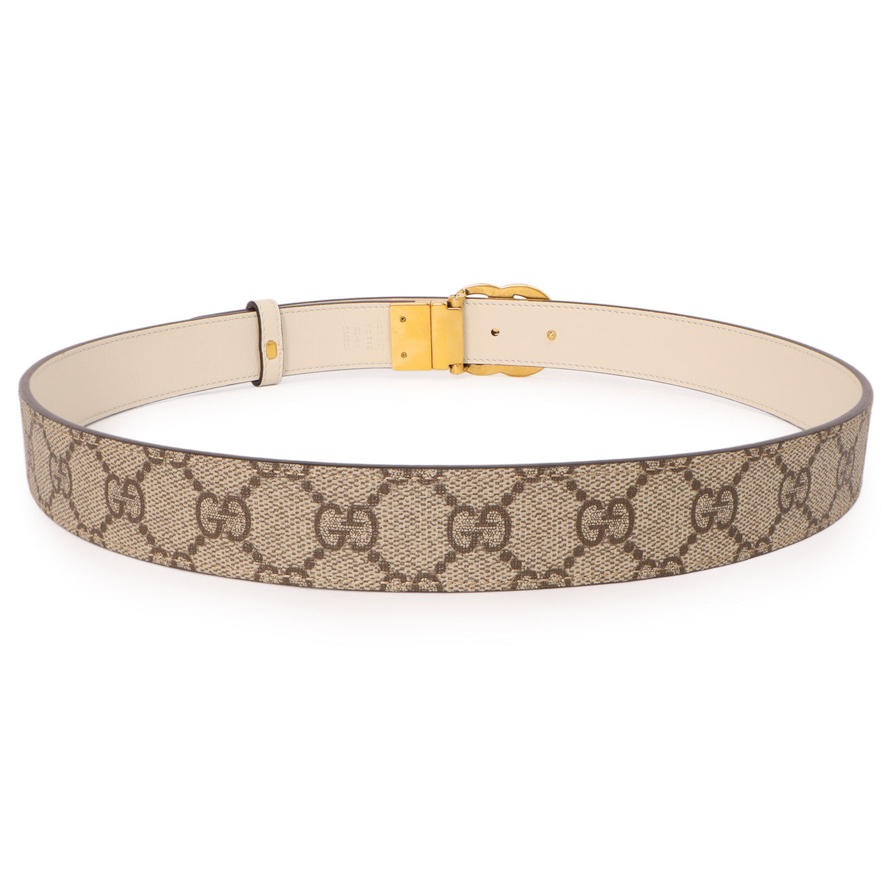 Exclusive Gucci GG Supreme Monogram Double G Reversible 30mm Belt — Top View