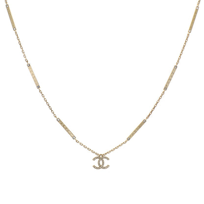 Exclusive Chanel Crystal CC Pendant Necklace — Front View
