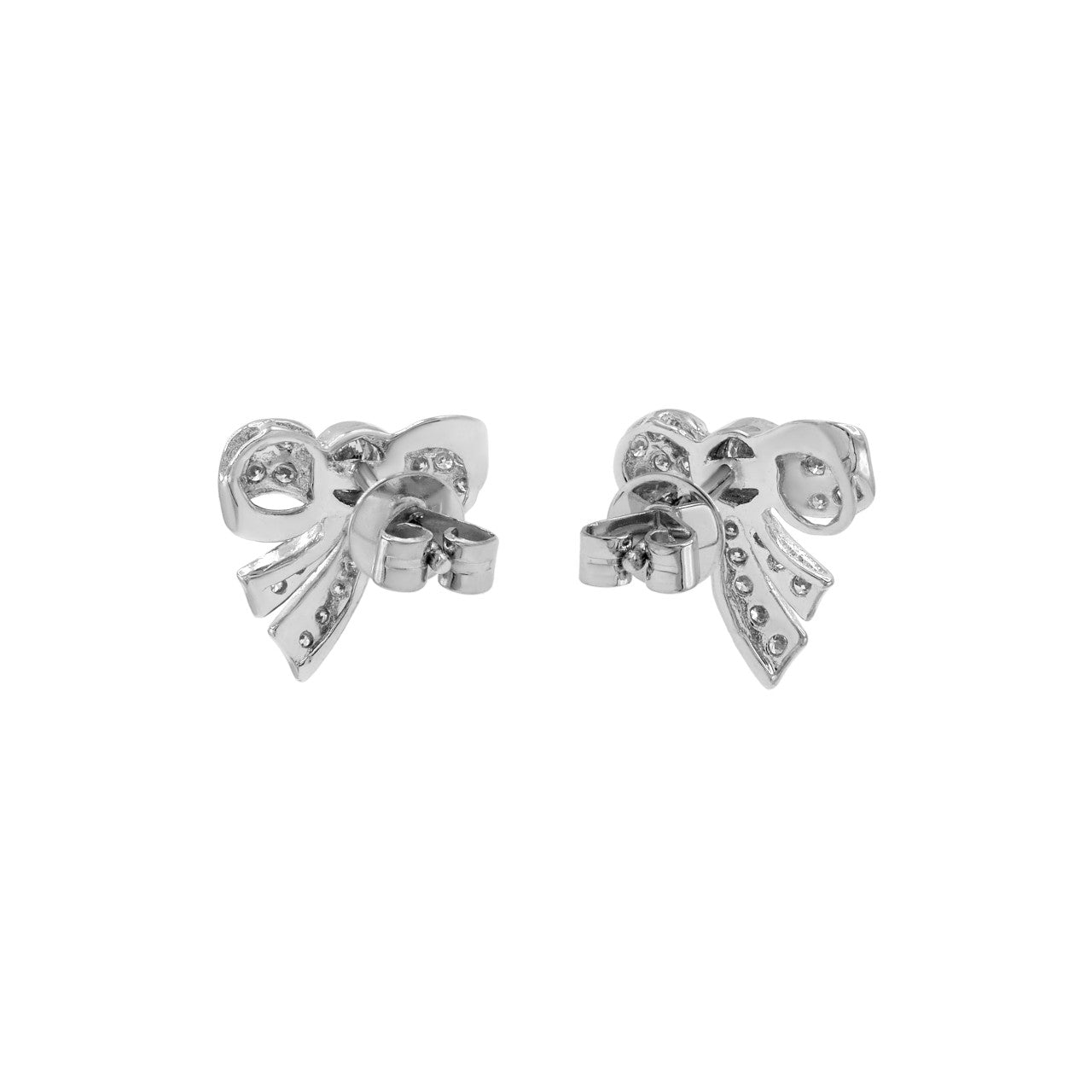 Exclusive 18K White Gold 0.38 Carat Diamond Bow Earrings — Top View