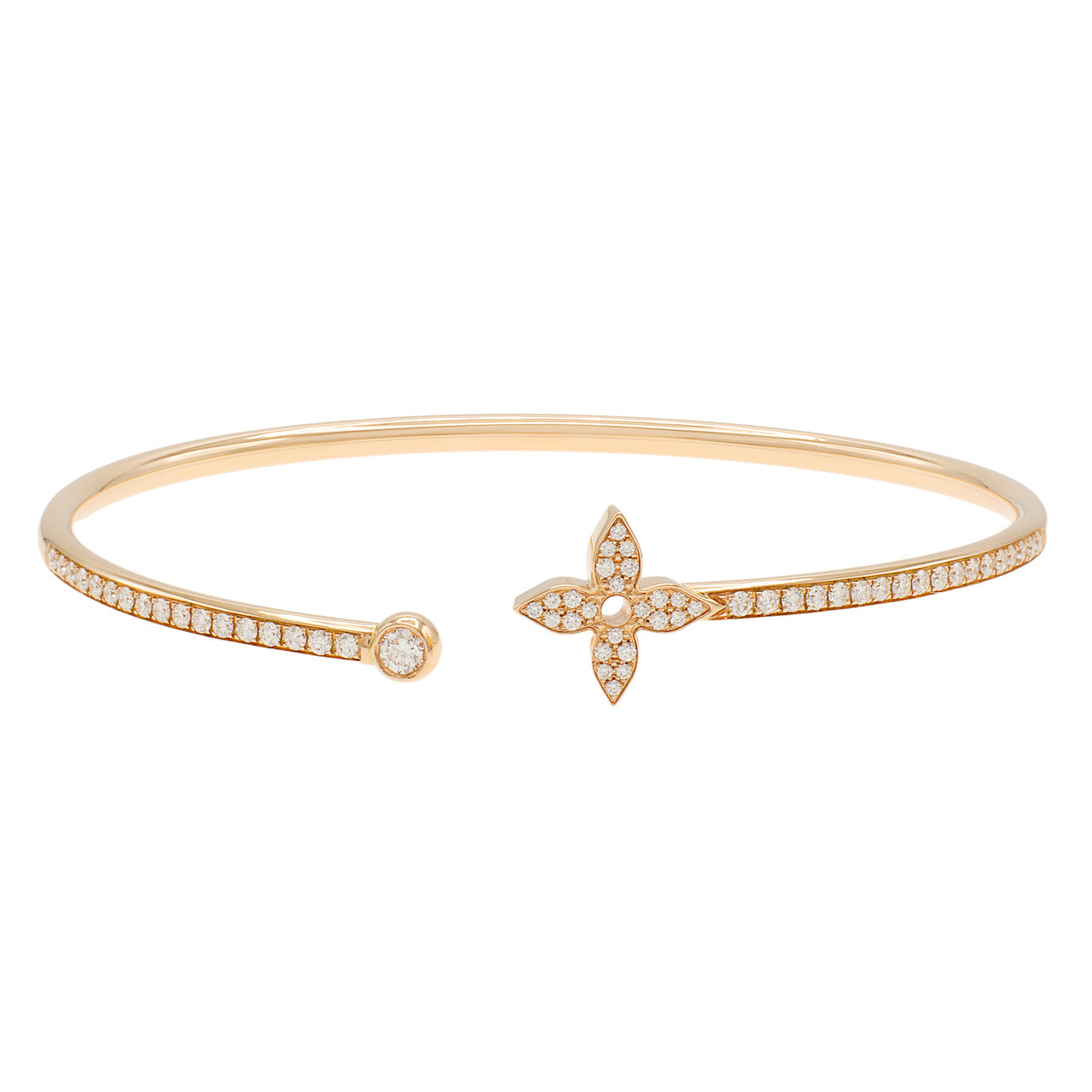 Exclusive Louis Vuitton 18K Pink Gold Diamond Idylle Blossom Twist Bracelet — Front View