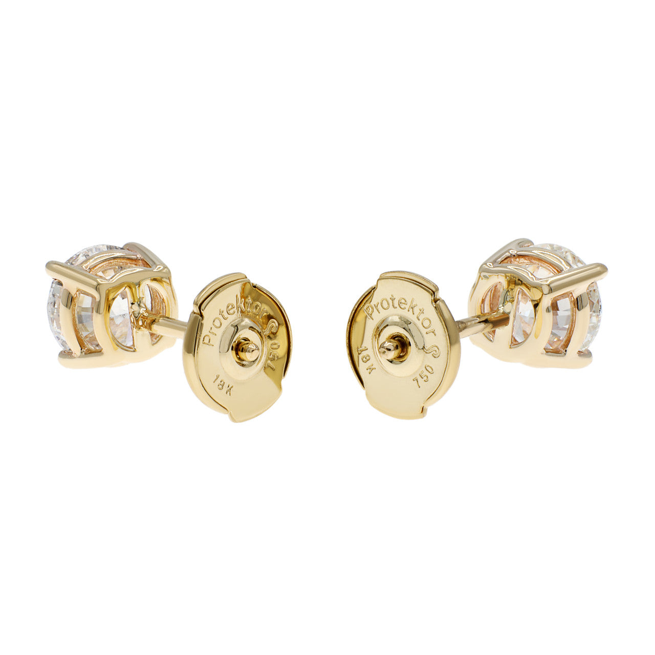Exclusive 14K Yellow Gold 1.35 Carat Diamond Stud  Earrings — Side View