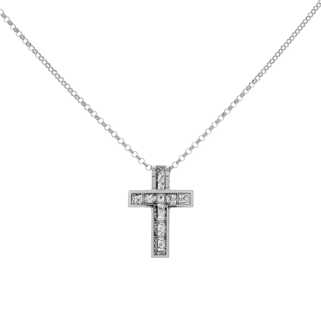 Exclusive 18K White Gold 2.22 Carat Diamond Cross Pendant — Side View
