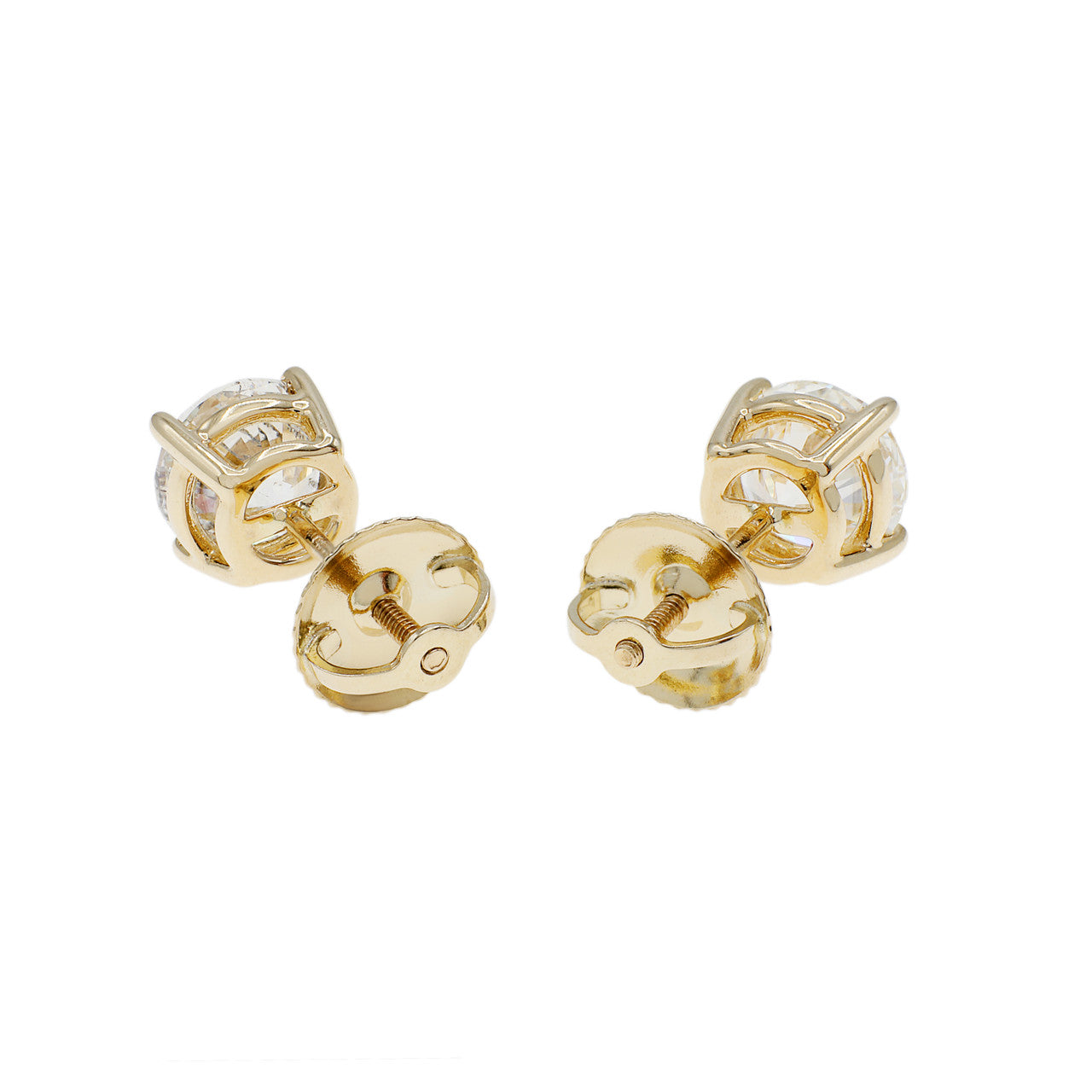 Exclusive 14K Yellow Gold 1.35 Carat Diamond Stud Earrings — Side View
