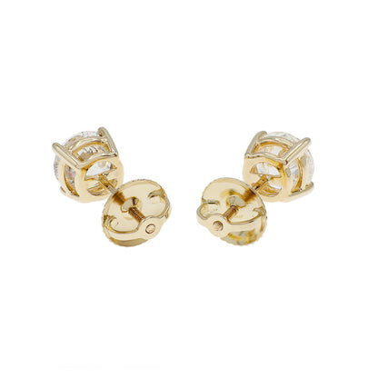 Exclusive 14K Yellow Gold 1.35 Carat Diamond Stud Earrings — Side View