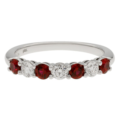 Exclusive Tiffany & Co. Platinum Diamond Ruby Forever Band Ring — Front View