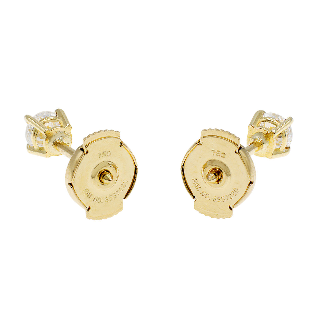 Exclusive 18K Yellow Gold 0.30 Carat Diamond Stud Earrings — Side View