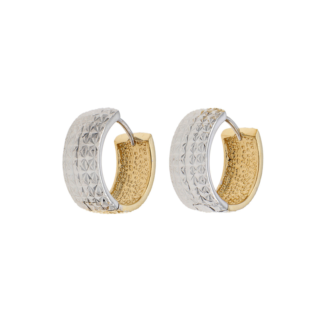 Exclusive 18K White & Yellow Gold Hoop Earrings — Front View