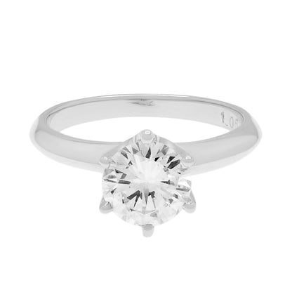 Exclusive 18K White Gold 1.06 Carat Diamond Coronet Solitaire Ring — 3.5 — Front View
