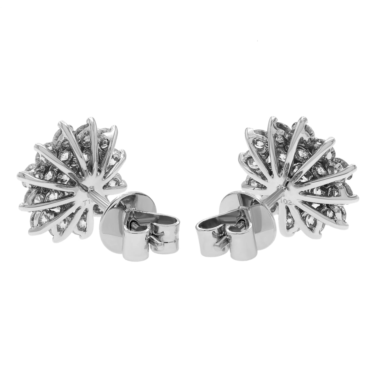 Exclusive 18K White Gold 2.24 Carat Cluster Diamond Earrings — Side View