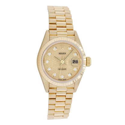Exclusive Rolex 18K Yellow Gold Ladies Datejust President 69178 — Front View