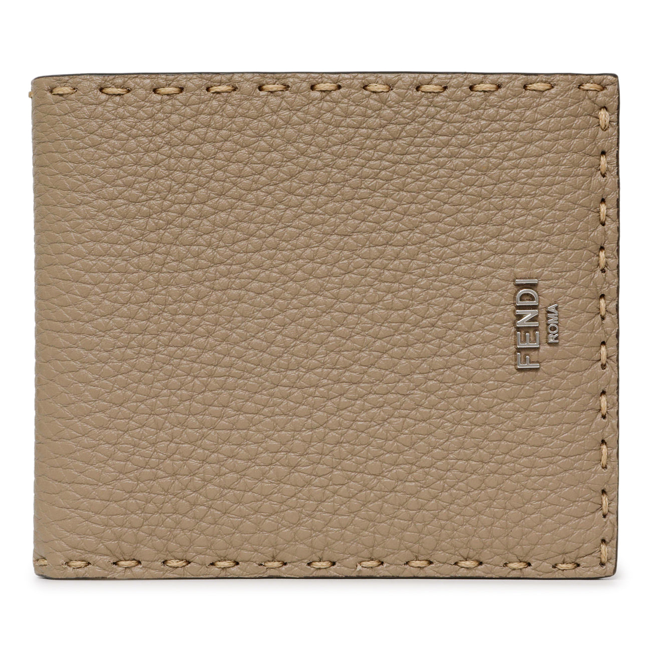 Exclusive Fendi Taupe Selleria Bifold Wallet — Front View
