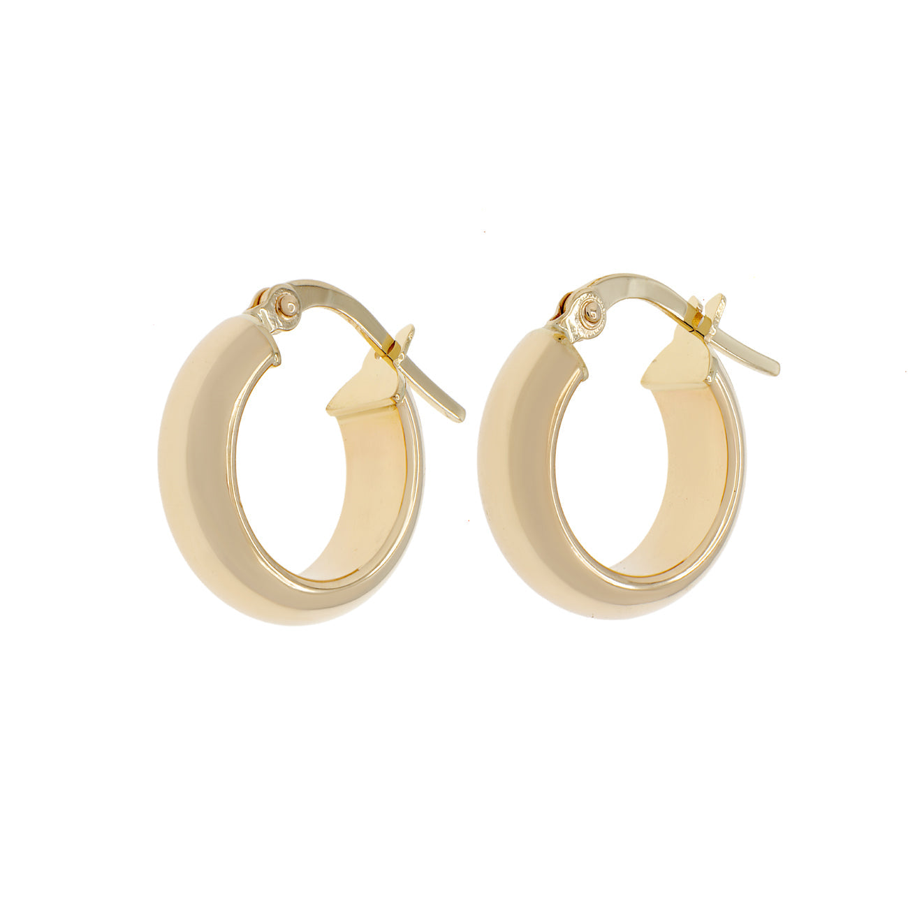 Exclusive 18K Solid Yellow Gold Hoop Earrings — Front View