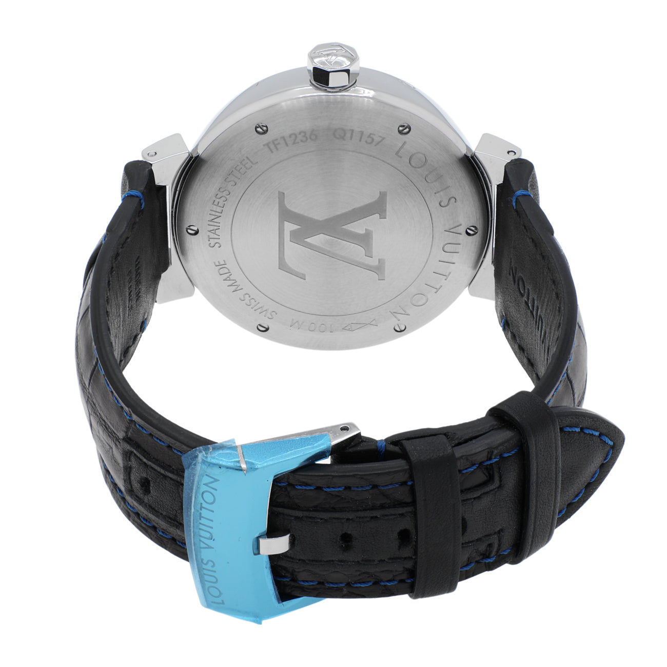 Exclusive Louis Vuitton Stainless Steel Tambour GMT Q1157 — Side View