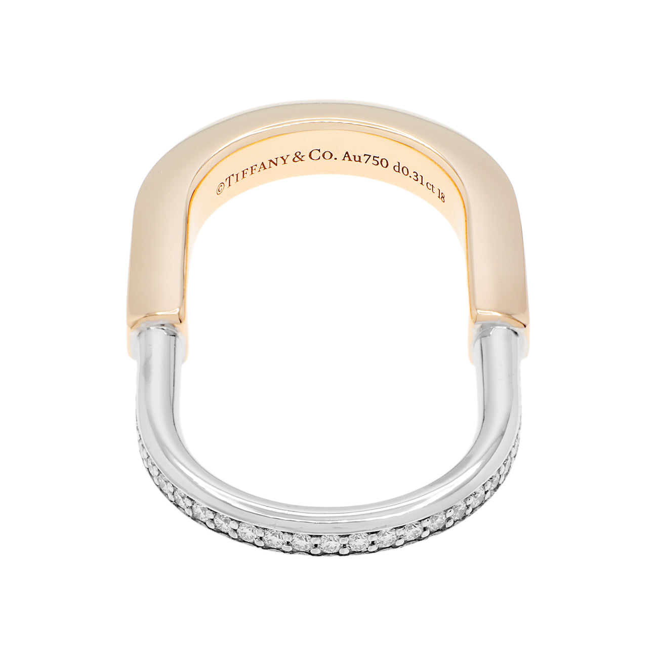 Exclusive Tiffany & Co. 18K Diamond Lock Two-Finger Ring — Front View