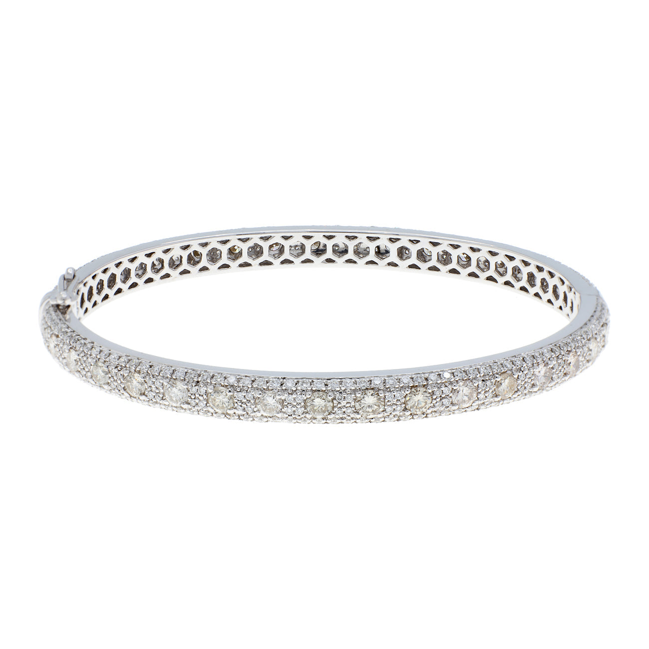 Exclusive 14K White Gold 5.32 Carat Diamond Bangle — Front View