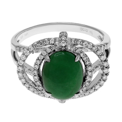Exclusive 14K White Gold Cabochon Jadeite Ring — 6 — Front View