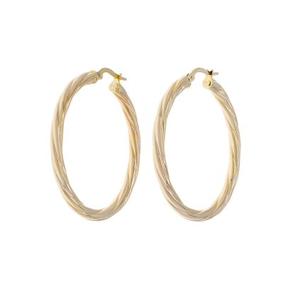Exclusive 10K Yellow Gold Cable Twist Hoops — Front View