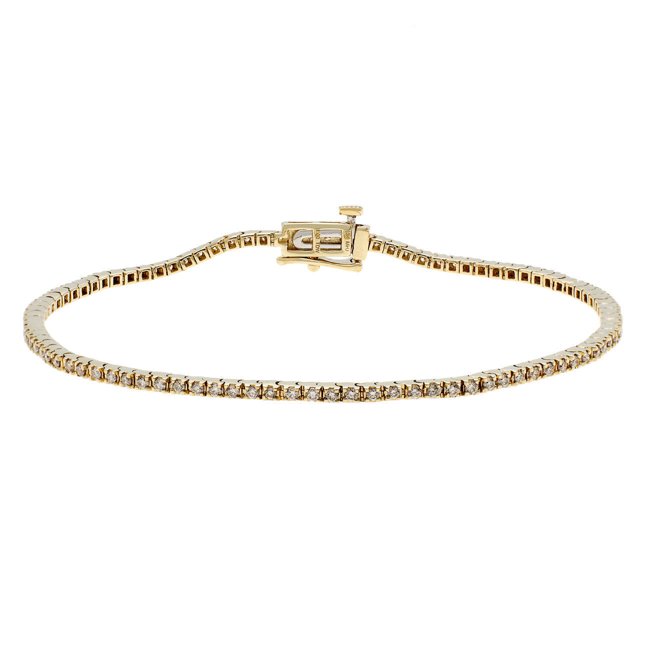Exclusive 10K Yellow Gold 1.00 Carat Tennis Bracelet — Front View