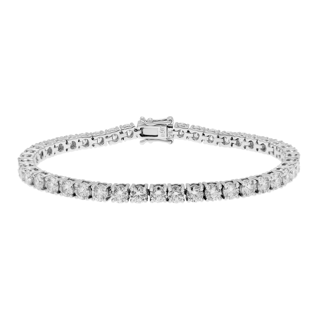 Exclusive 18K White Gold 5.60 Carat Tennis Bracelet — Front View