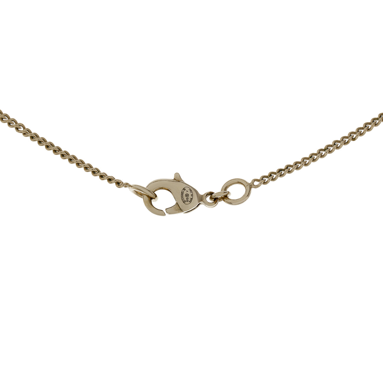 Exclusive Chanel Pearl Crystal CC Pendant Necklace — Back View