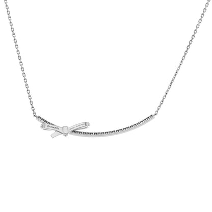Exclusive Chanel 18K White Gold Diamond Ruban Short Necklace — Side View