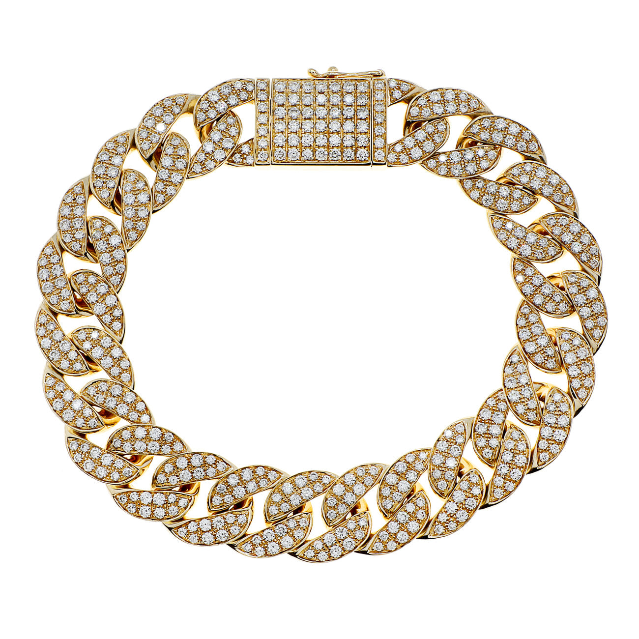 Exclusive 14K Yellow Gold 6.48 Carat Pave Curb Link Bracelet — Front View
