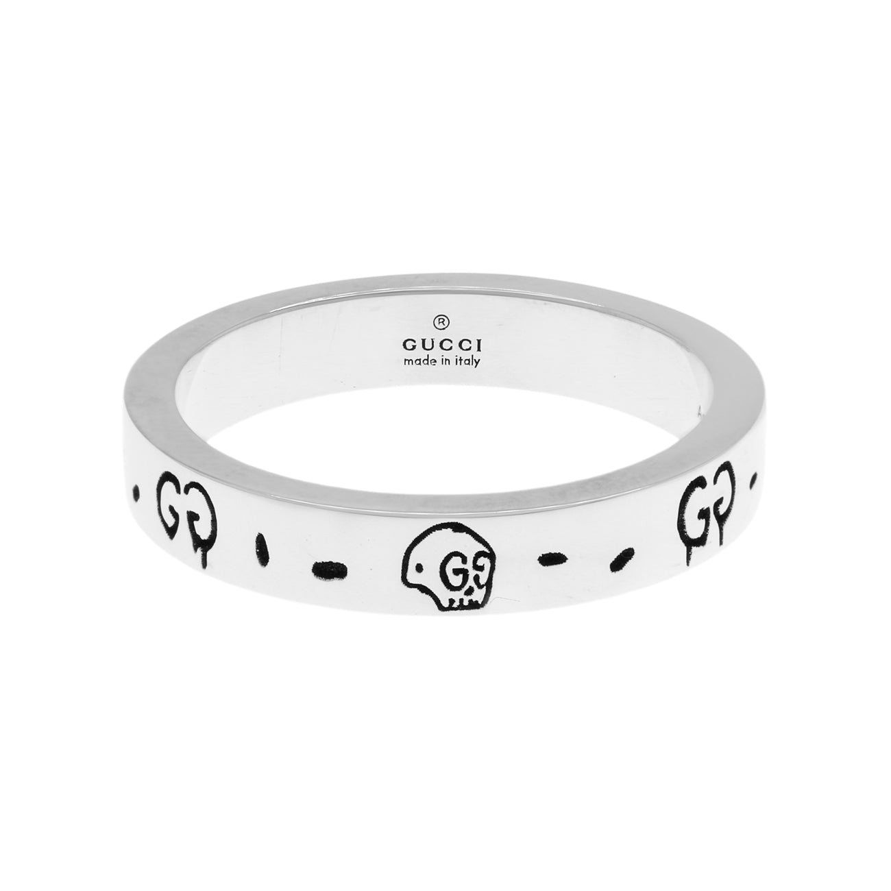 Exclusive Gucci Sterling Silver GucciGhost Hamlet Skull Band Ring — Front View