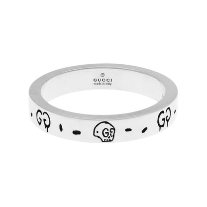 Exclusive Gucci Sterling Silver GucciGhost Hamlet Skull Band Ring — Front View