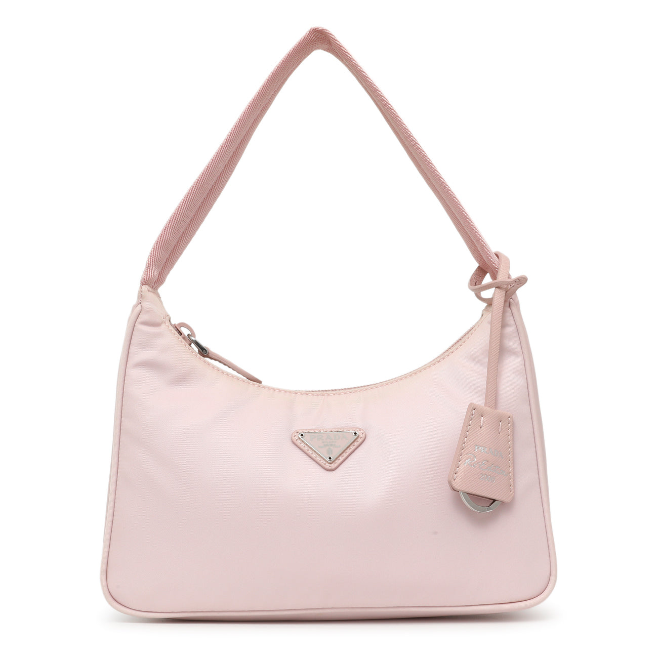 Exclusive Prada Pink Nylon Mini Re-Edition 2000 Bag — Front View