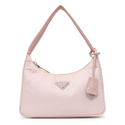 Exclusive Prada Pink Nylon Mini Re-Edition 2000 Bag — Front View
