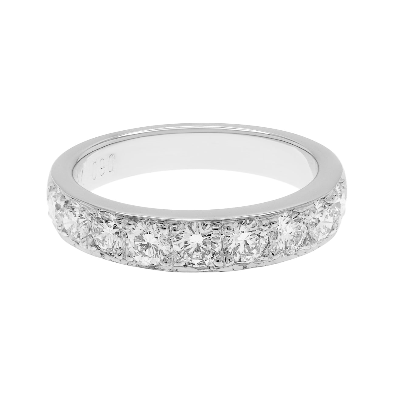 Exclusive 18K White Gold 0.90 Carat Diamond Band Ring — 4.75 — Front View