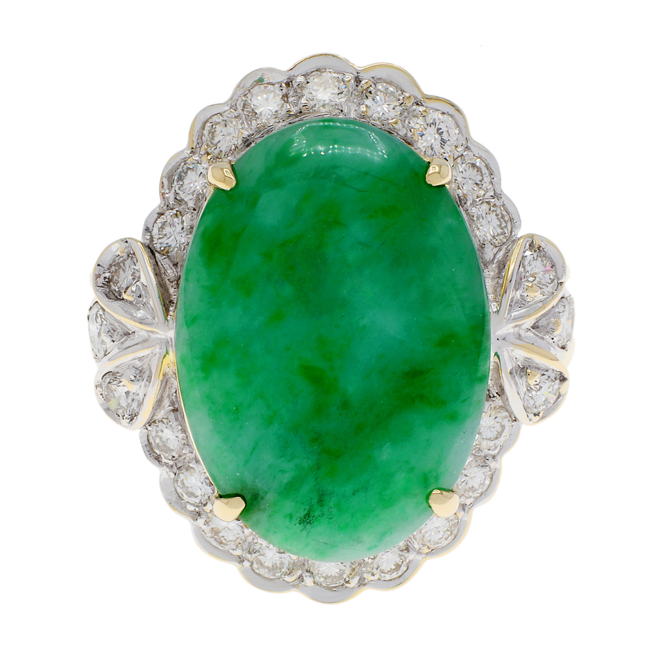 Exclusive 18K Yellow Gold Cabochon Jadeite Ring — 5.5 — Front View