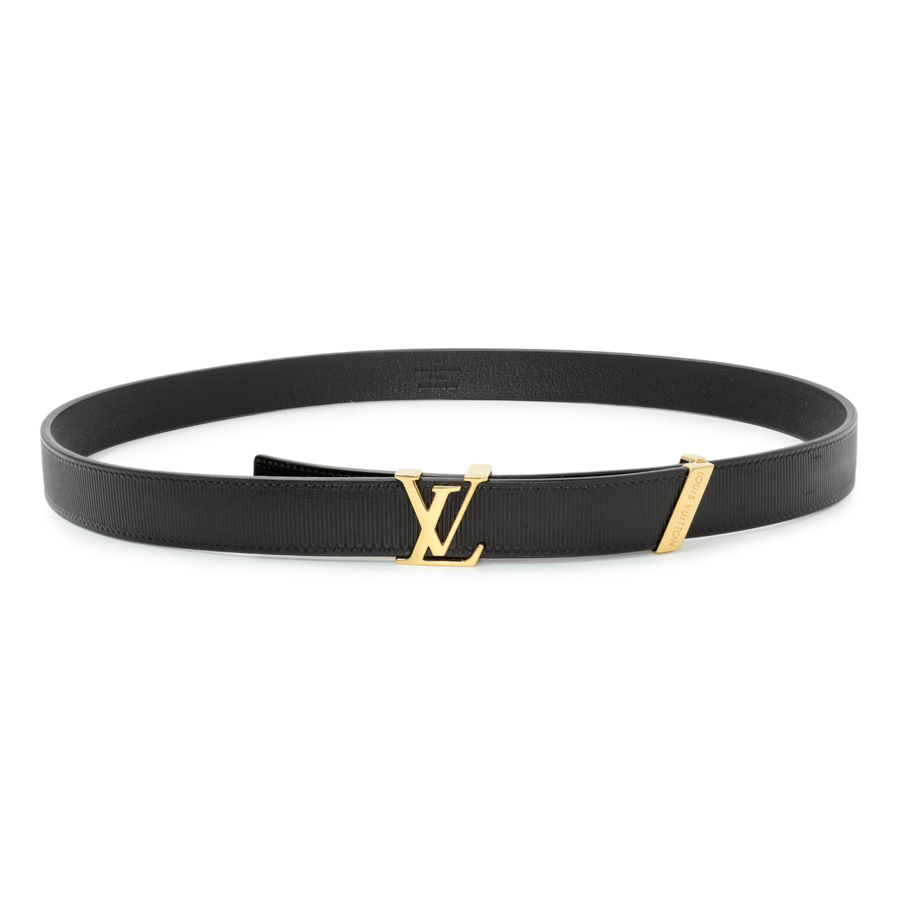 Exclusive Louis Vuitton Black Calfskin Initiales 20mm Belt — Front View