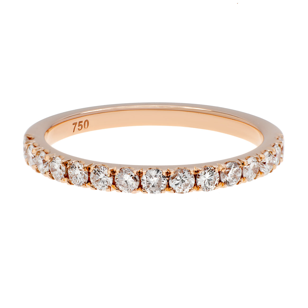 Exclusive 18K Rose Gold Diamond Half Eternity Band Ring — 3.5 — Front View